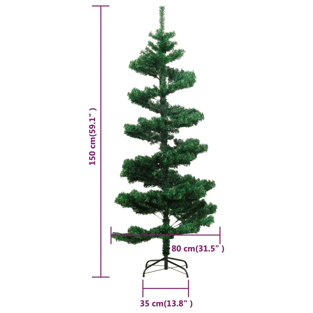 8720287021209_g_en_hd_9 vidaXL Swirl Pre-lit Christmas Tree with Stand Green 150 cm PVC - Image 10