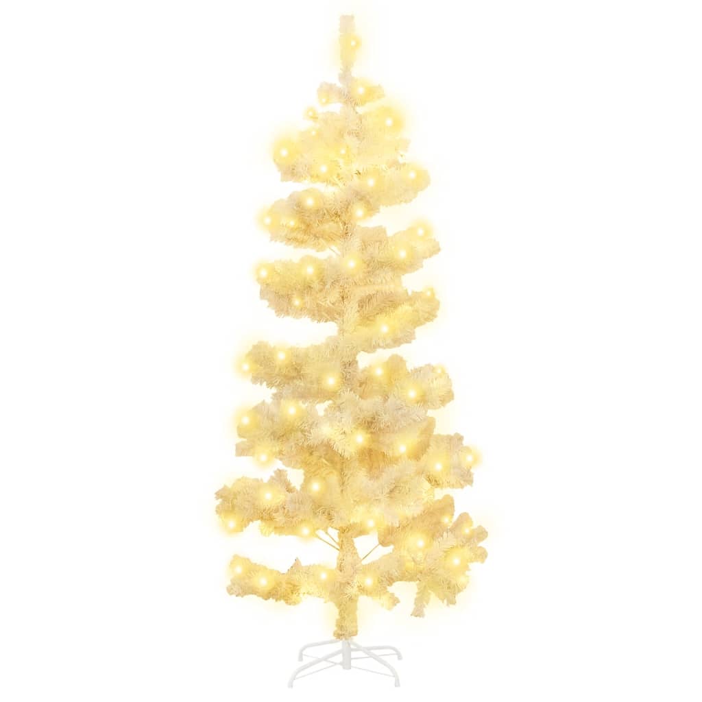 8720287021230_g_en_hd_1 vidaXL Swirl Pre-lit Christmas Tree with Stand White 150 cm PVC - Image 2