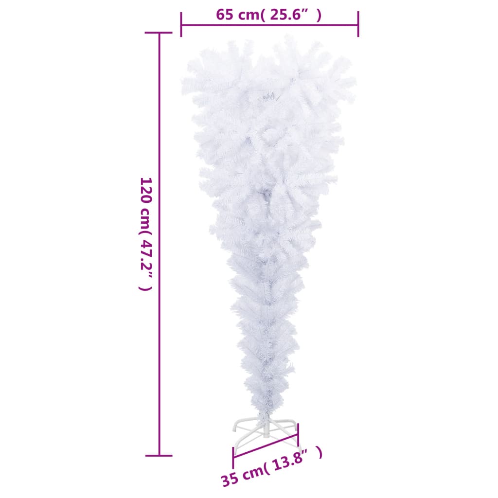 8720287021353_g_en_hd_6 vidaXL Upside-down Artificial Christmas Tree with Stand White 120 cm - Image 7