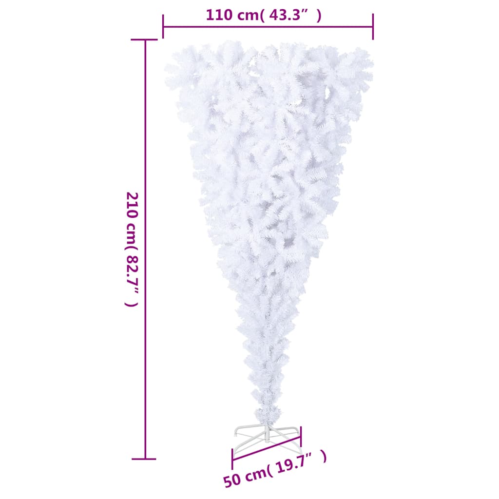 8720287021384_g_en_hd_7 vidaXL Upside-down Artificial Christmas Tree with Stand White 210 cm - Image 8
