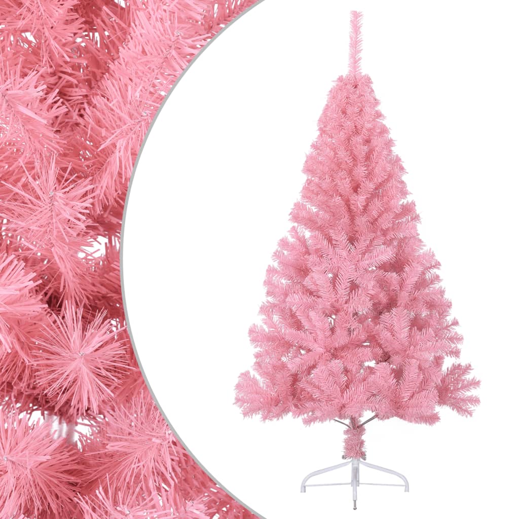 8720287021407_g_en_hd_1 vidaXL Artificial Half Christmas Tree with Stand Pink 120 cm PVC - Image 2