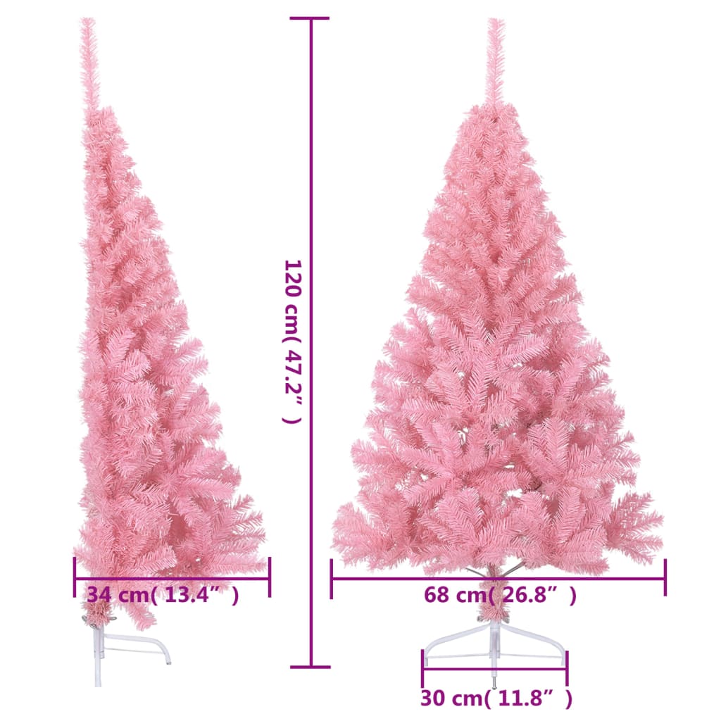 8720287021407_g_en_hd_8 vidaXL Artificial Half Christmas Tree with Stand Pink 120 cm PVC - Image 9