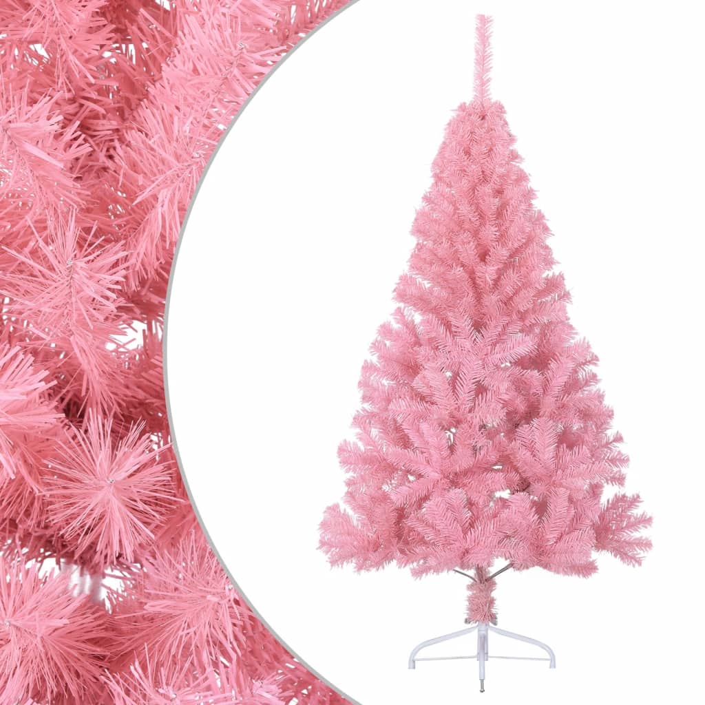 8720287021414_g_en_hd_1 vidaXL Artificial Half Christmas Tree with Stand Pink 150 cm PVC - Image 2