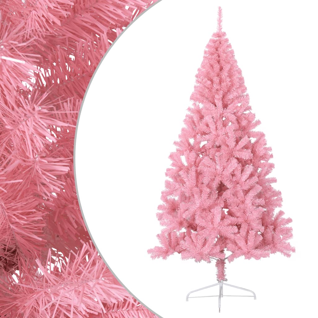 8720287021438_g_en_hd_1 vidaXL Artificial Half Christmas Tree with Stand Pink 210 cm PVC - Image 2