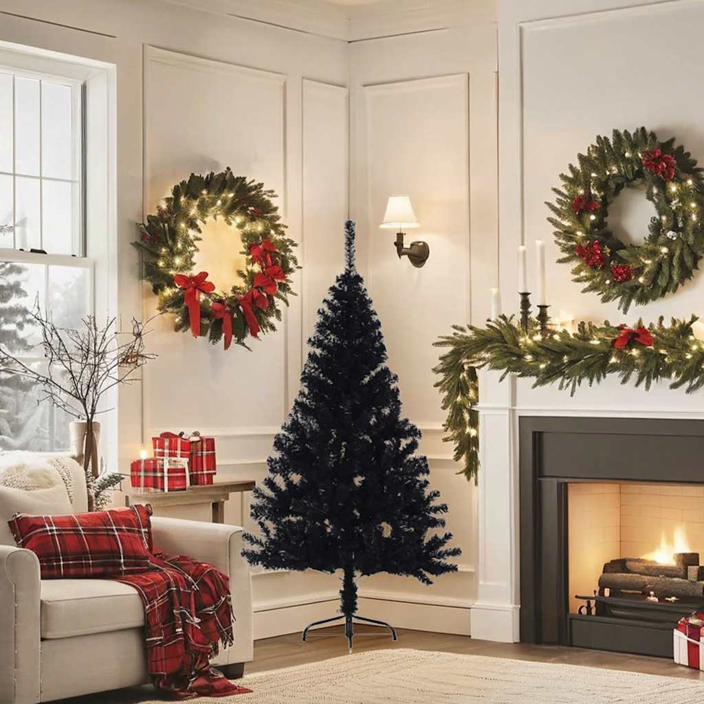 8720287021469_g_en_hd_1 vidaXL Artificial Half Christmas Tree with Stand Black 150 cm PVC - Image 2