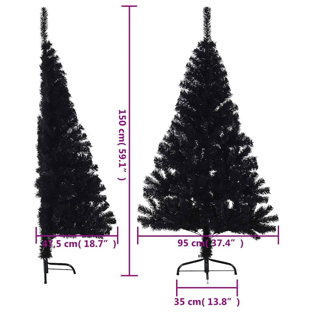 8720287021469_g_en_hd_9 vidaXL Artificial Half Christmas Tree with Stand Black 150 cm PVC - Image 10
