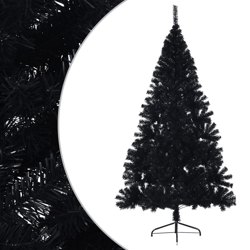 8720287021483_g_en_hd_1 vidaXL Artificial Half Christmas Tree with Stand Black 210 cm PVC - Image 2