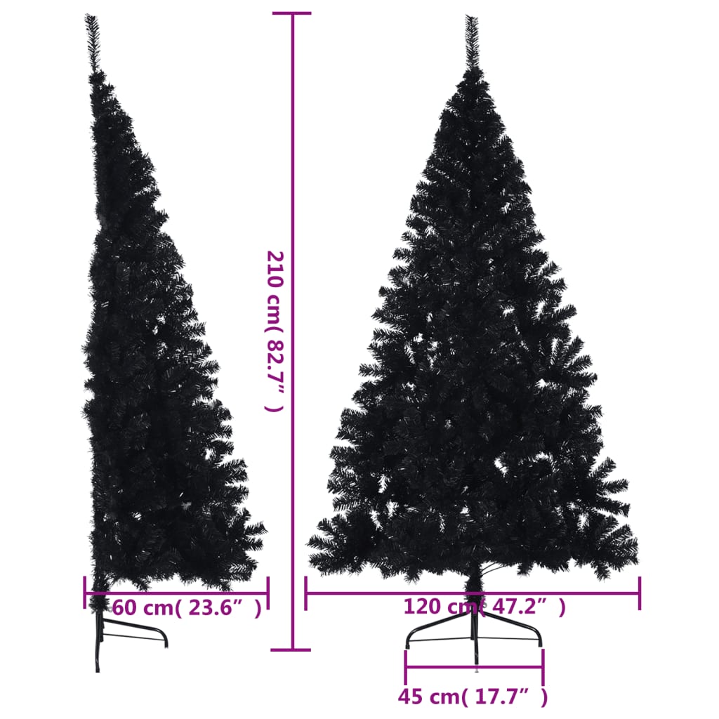 8720287021483_g_en_hd_8 vidaXL Artificial Half Christmas Tree with Stand Black 210 cm PVC - Image 9