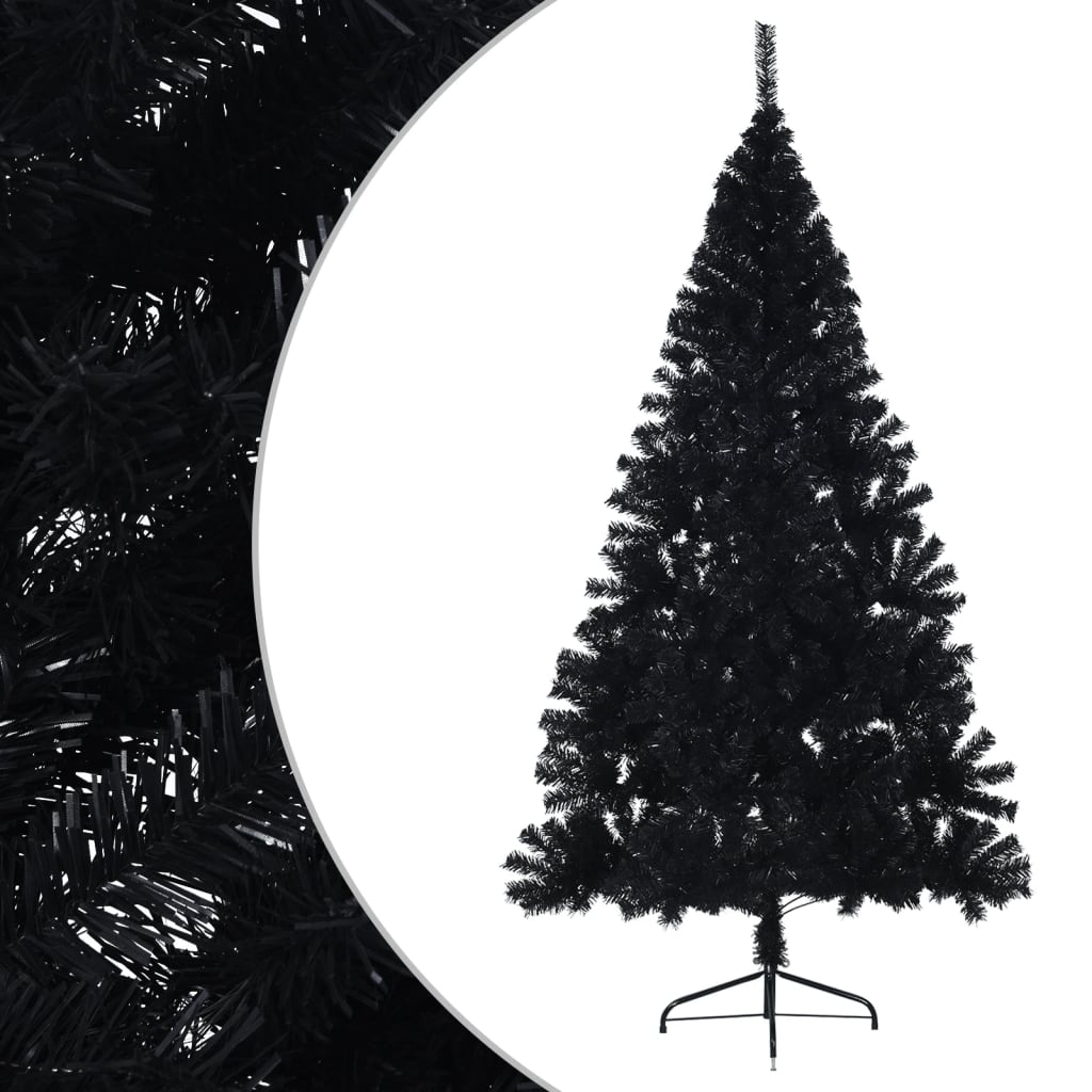 8720287021490_g_en_hd_1 vidaXL Artificial Half Christmas Tree with Stand Black 240 cm PVC - Image 2