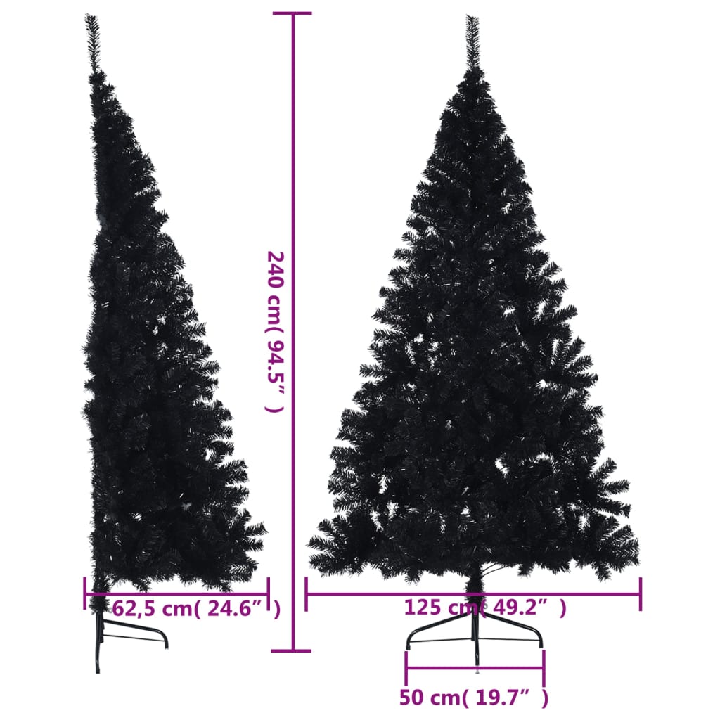 8720287021490_g_en_hd_8 vidaXL Artificial Half Christmas Tree with Stand Black 240 cm PVC - Image 9