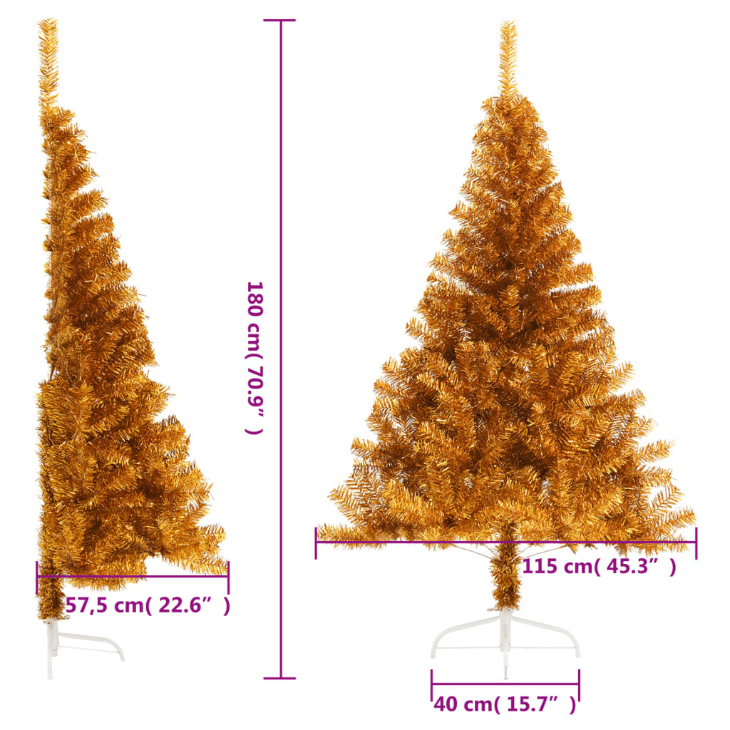 8720287021629_g_en_hd_7 vidaXL Artificial Half Christmas Tree with Stand Gold 180 cm PET - Image 8