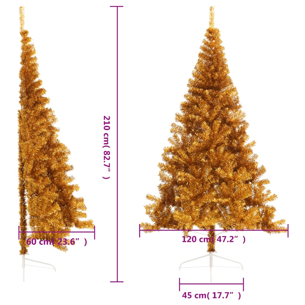 8720287021636_g_en_hd_7 vidaXL Artificial Half Christmas Tree with Stand Gold 210 cm PET - Image 8