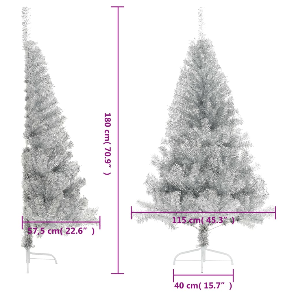 8720287021674_g_en_hd_7 vidaXL Artificial Half Christmas Tree with Stand Silver 180 cm PET - Image 8
