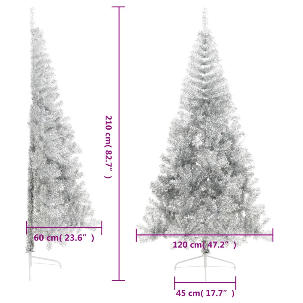 8720287021681_g_en_hd_7 vidaXL Artificial Half Christmas Tree with Stand Silver 210 cm PET - Image 8