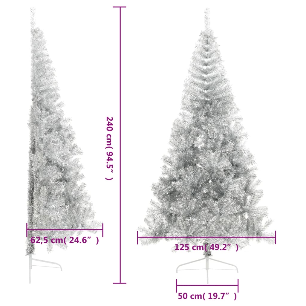 8720287021698_g_en_hd_7 vidaXL Artificial Half Christmas Tree with Stand Silver 240 cm PET - Image 8
