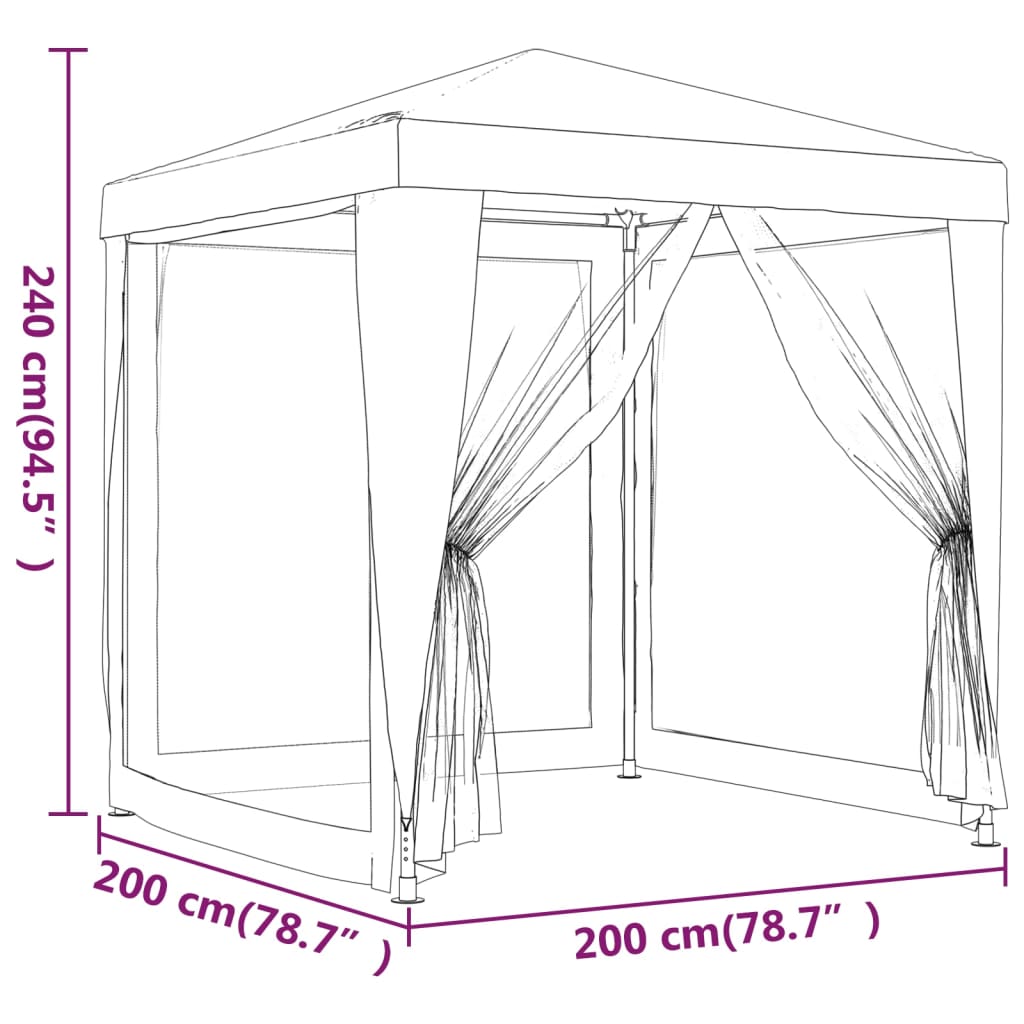 8720287021742_g_en_hd_5 vidaXL Party Tent with 4 Mesh Sidewalls Anthracite 2x2 m HDPE - Image 7
