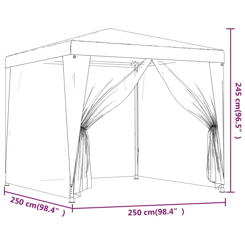 8720287021797_g_en_hd_5 vidaXL Party Tent with 4 Mesh Sidewalls Anthracite 2.5x2.5 m HDPE - Image 7