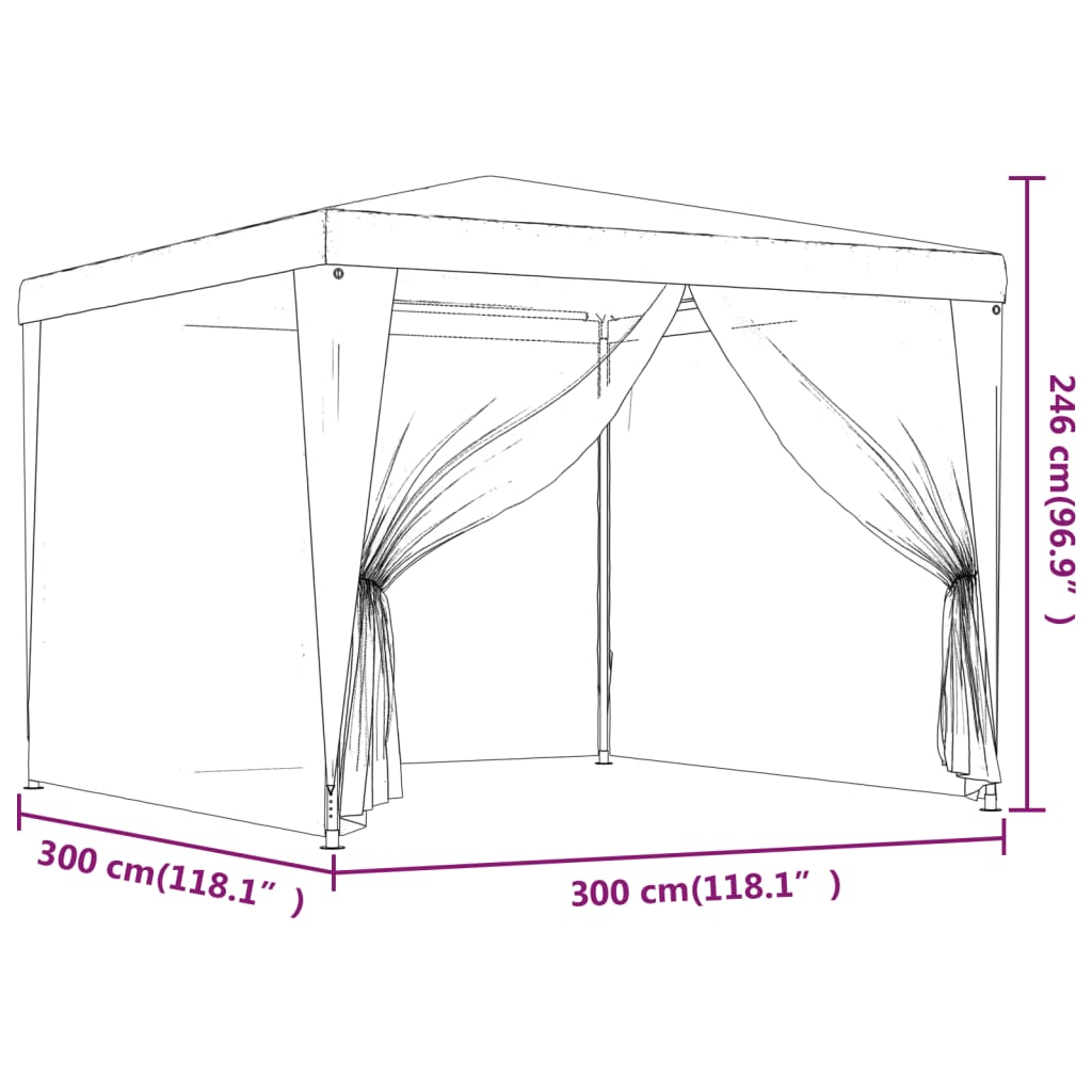 8720287021827_g_en_hd_5 vidaXL Party Tent with 4 Mesh Sidewalls Blue 3x3 m HDPE - Image 7