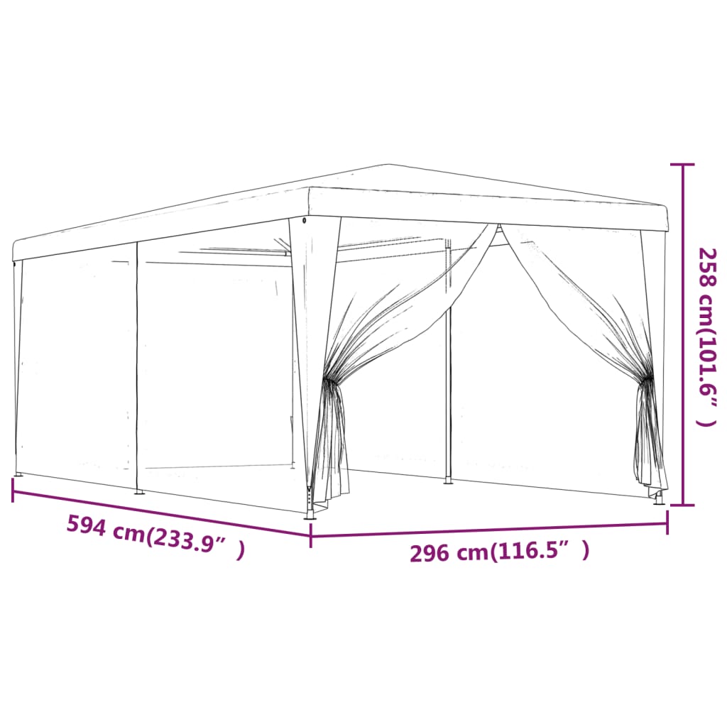 8720287021940_g_en_hd_5 vidaXL Party Tent with 6 Mesh Sidewalls Anthracite 3x6 m HDPE - Image 7