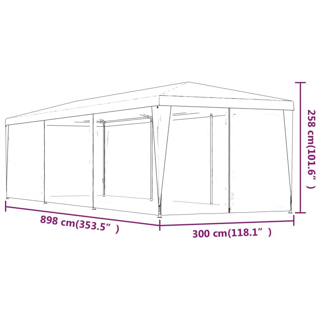 8720287021995_g_en_hd_5 vidaXL Party Tent with 8 Mesh Sidewalls Anthracite 3x9 m HDPE - Image 7