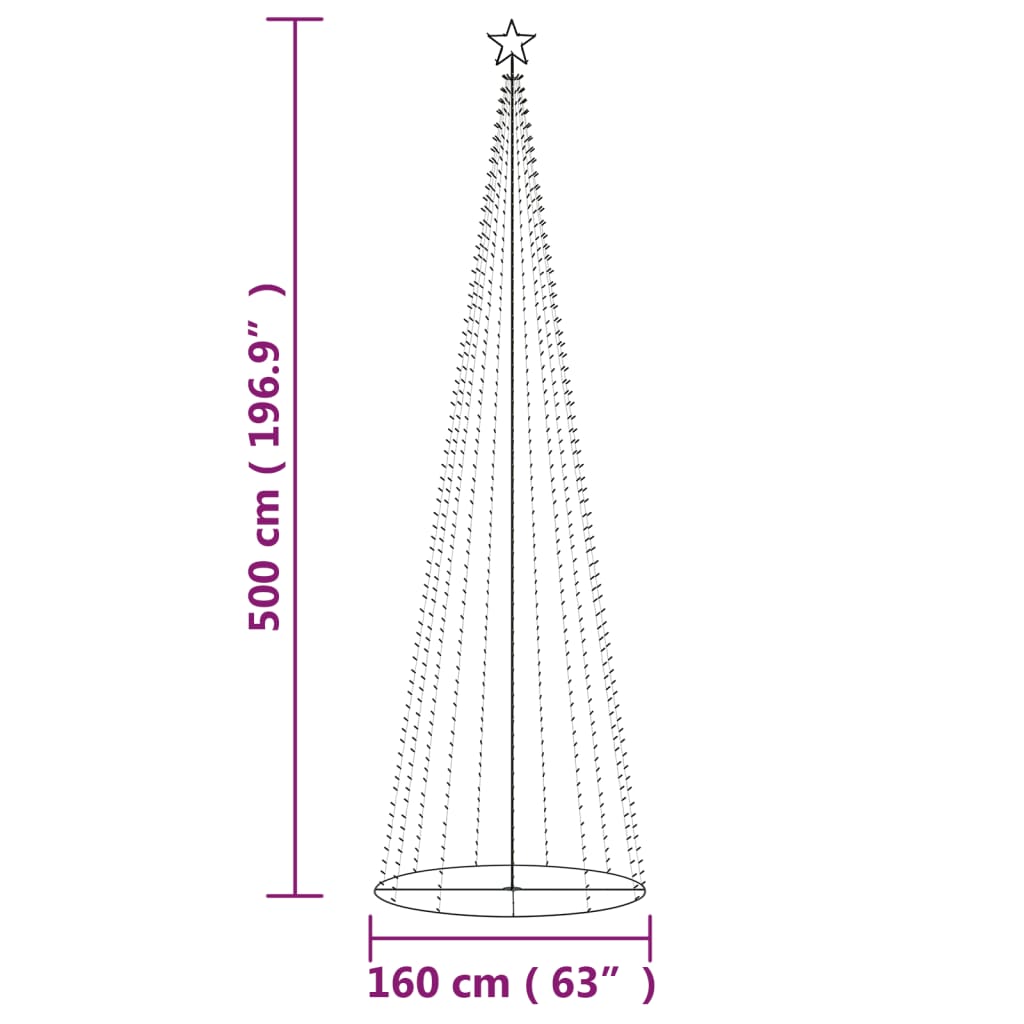 8720287022596_g_en_hd_5 vidaXL Christmas Cone Tree Colourful 732 LEDs 160x500 cm - Image 7