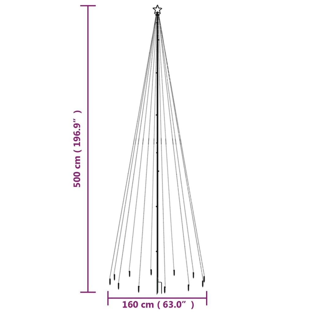 8720287022664_g_en_hd_7 vidaXL Christmas Tree with Spike Colourful 732 LEDs 500 cm - Image 9