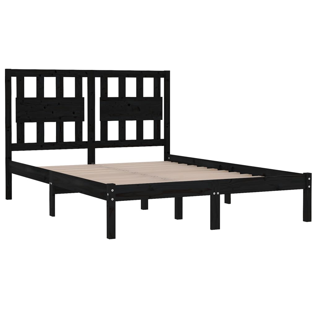 8720287026624_g_en_hd_2 vidaXL Bed Frame without Mattress Black Solid Wood 135x190 cm - Image 4