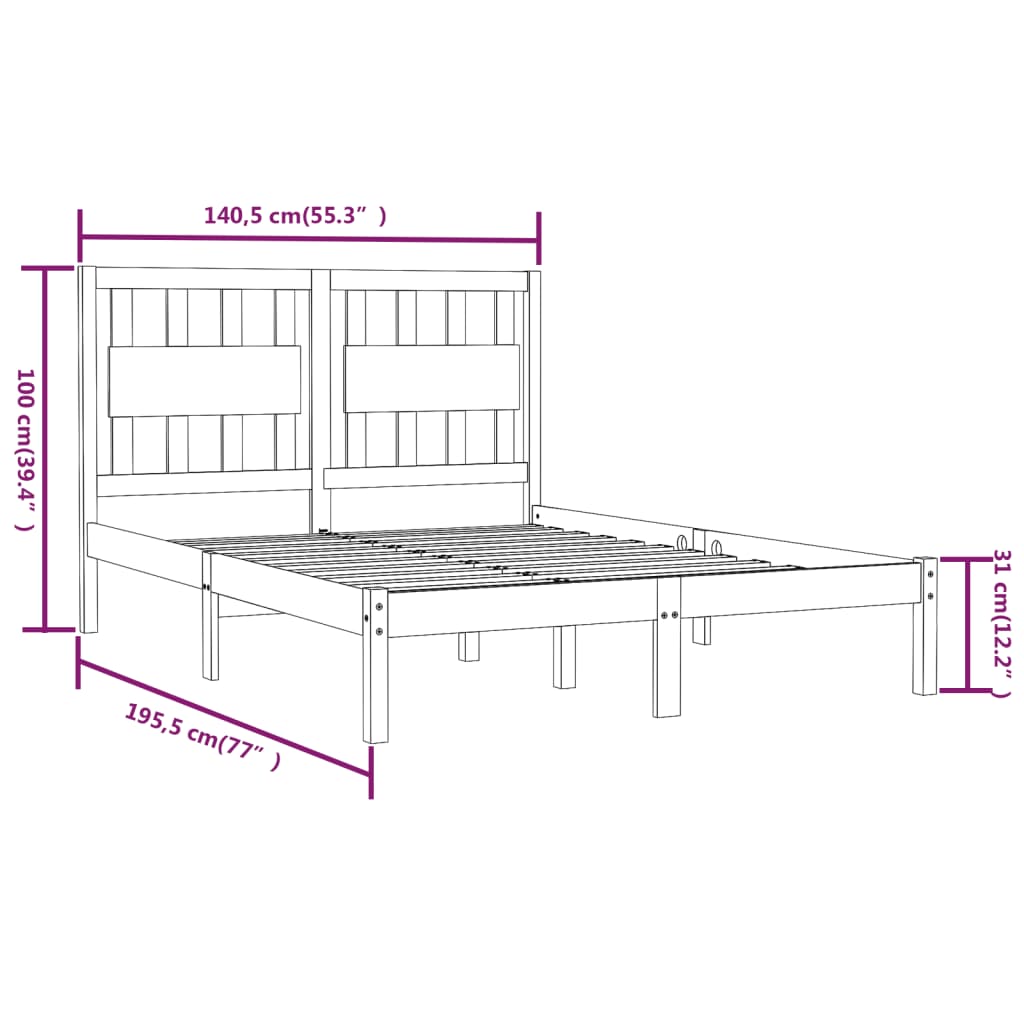 8720287026624_g_en_hd_4 vidaXL Bed Frame without Mattress Black Solid Wood 135x190 cm - Image 6