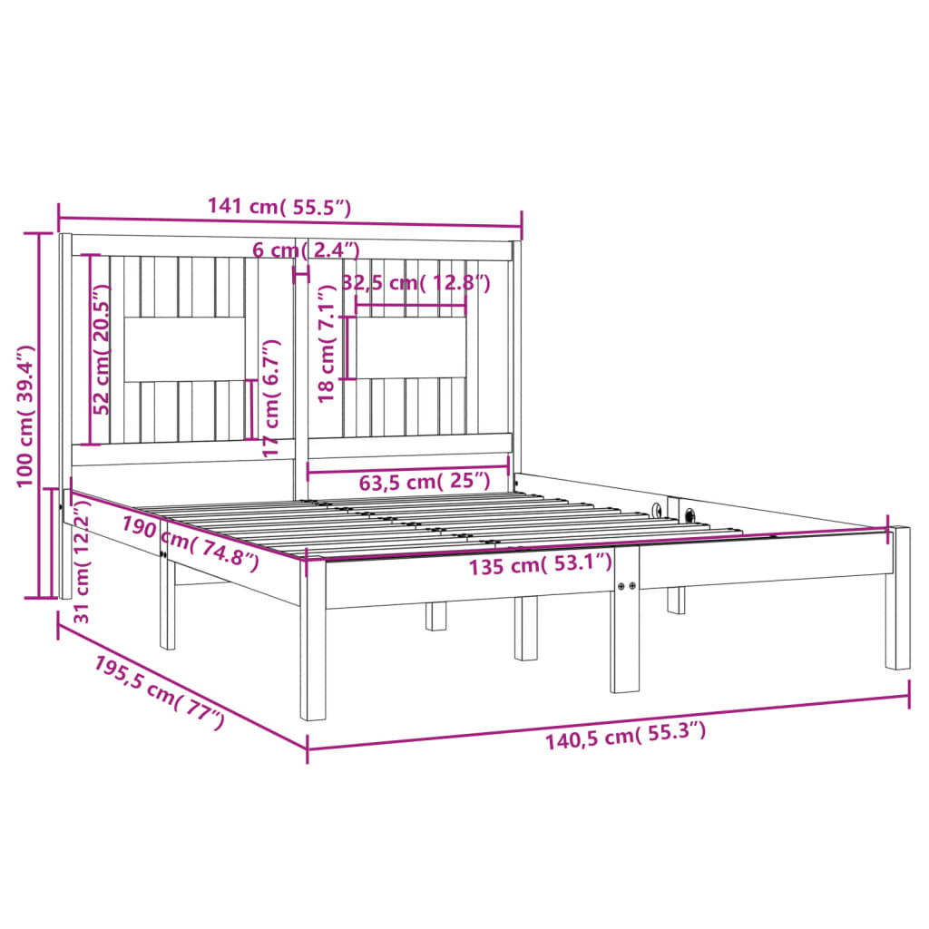 8720287027928_g_en_hd_4 vidaXL Bed Frame without Mattress Black Solid Wood 135x190 cm - Image 6
