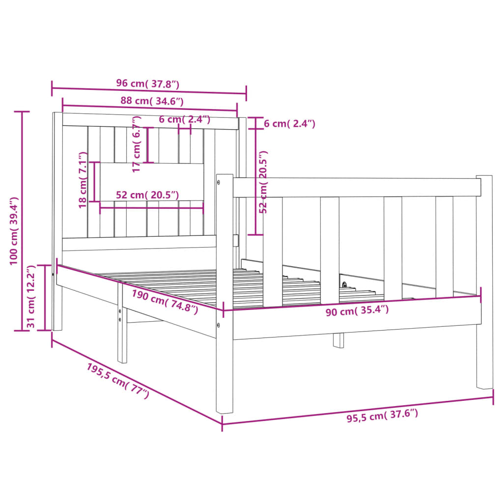 8720287028475_g_en_hd_4 vidaXL Bed Frame without Mattress Black 90x190 cm Solid Wood - Image 6