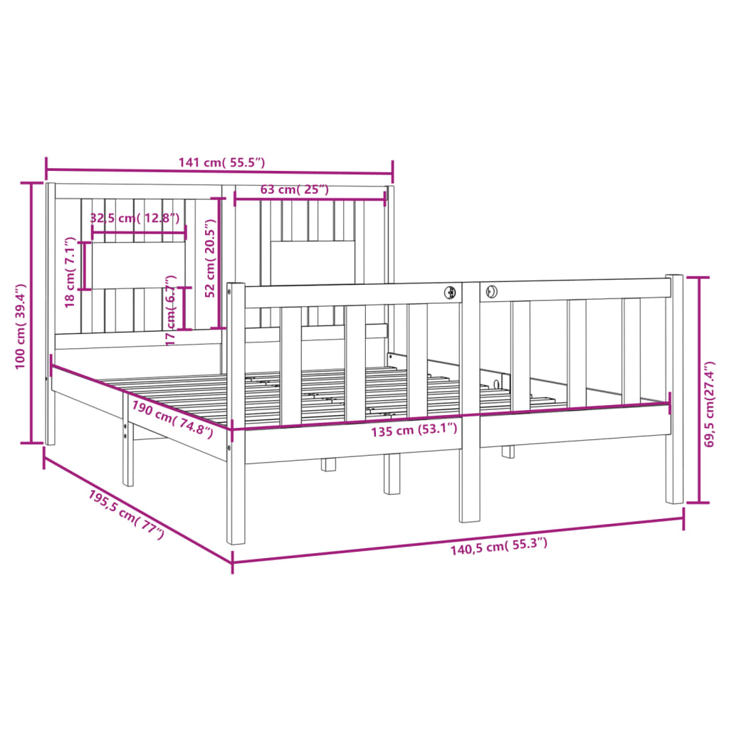 8720287028574_g_en_hd_4 vidaXL Bed Frame without Mattress Black 135x190 cm Solid Wood - Image 6