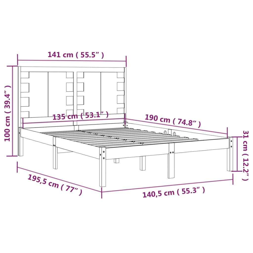 8720287029472_g_en_hd_4 vidaXL Bed Frame without Mattress Black 135x190 cm Solid Wood - Image 6
