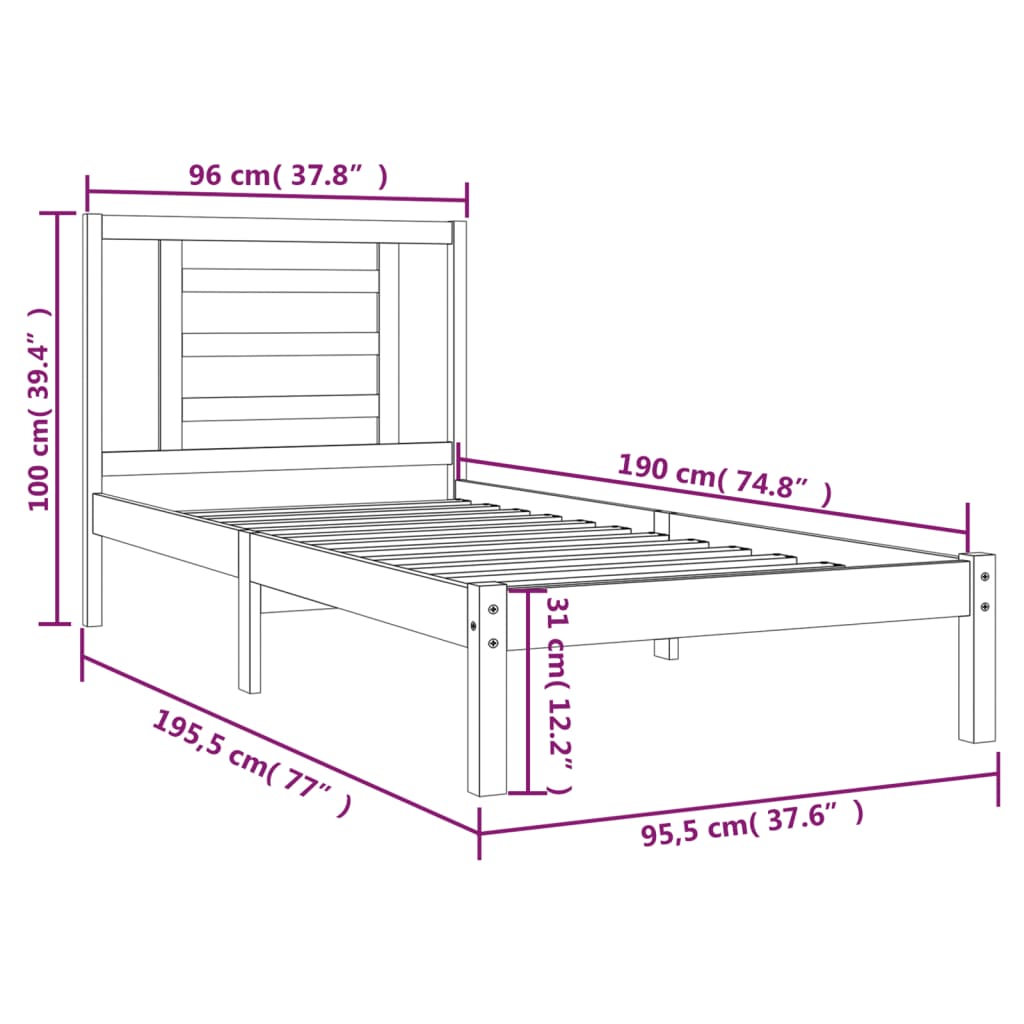 8720287030645_g_en_hd_4 vidaXL Bed Frame without Mattress White 90x190 cm Solid Wood Pine - Image 6