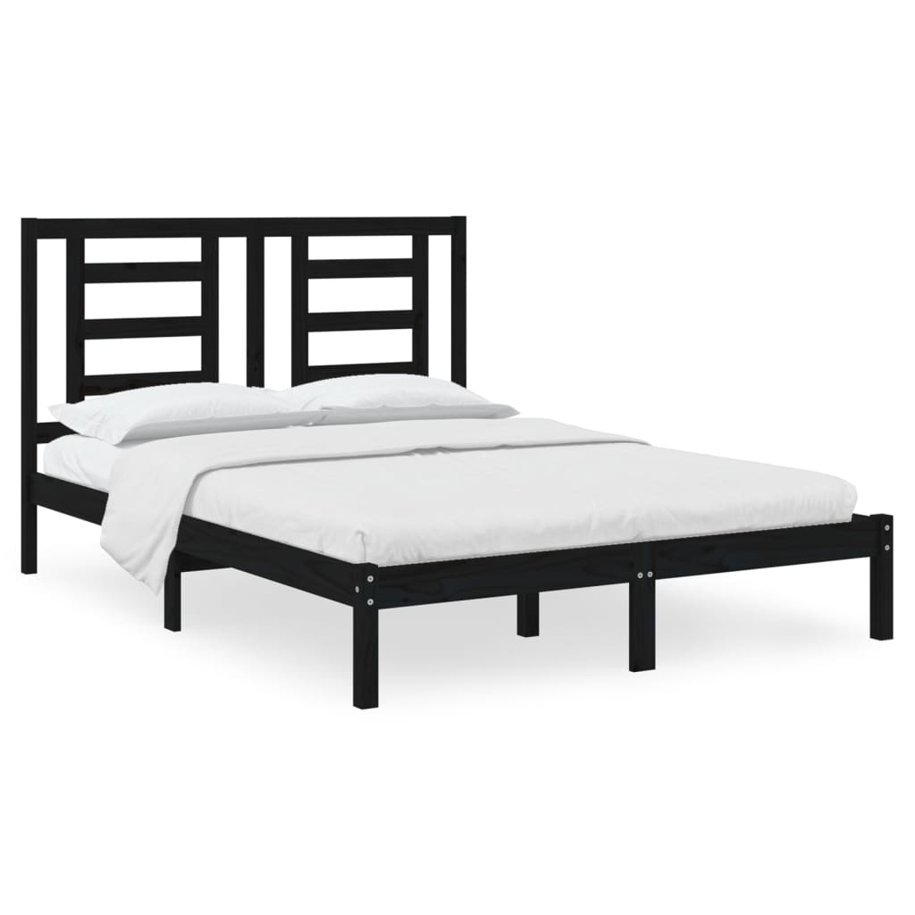 8720287030775_a_en_hd_1 vidaXL Bed Frame without Mattress Black 135x190 cm Solid Wood Pine - Image 2
