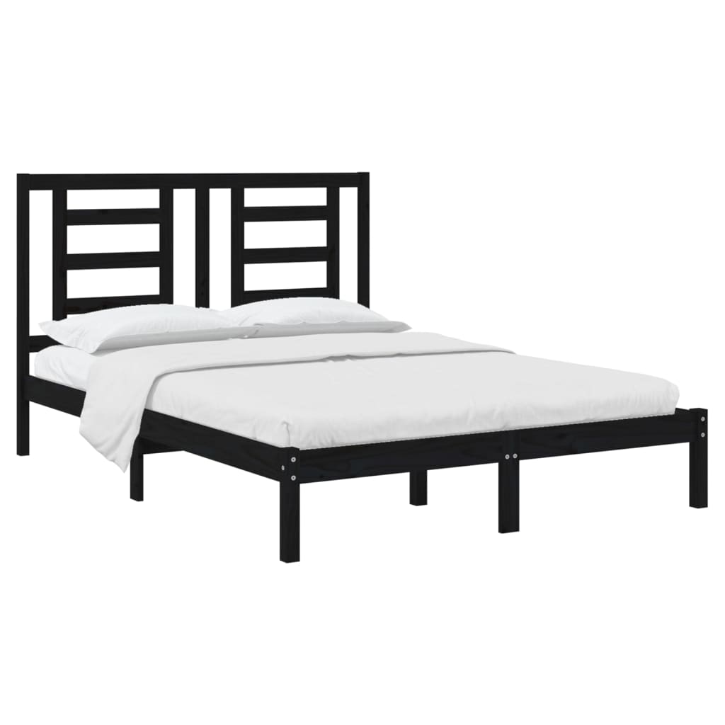 8720287030775_g_en_hd_1 vidaXL Bed Frame without Mattress Black 135x190 cm Solid Wood Pine - Image 3