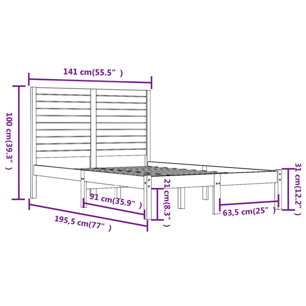 8720287033370_g_en_hd_4 vidaXL Bed Frame without Mattress Black 135x190 cm Solid Wood - Image 6