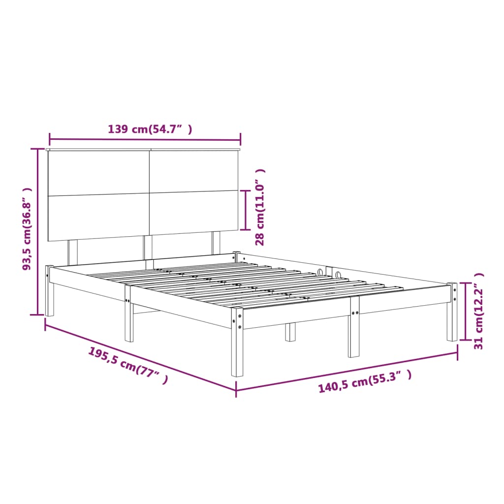8720287035329_g_en_hd_4 vidaXL Bed Frame without Mattress Black 135x190 cm Solid Wood - Image 6