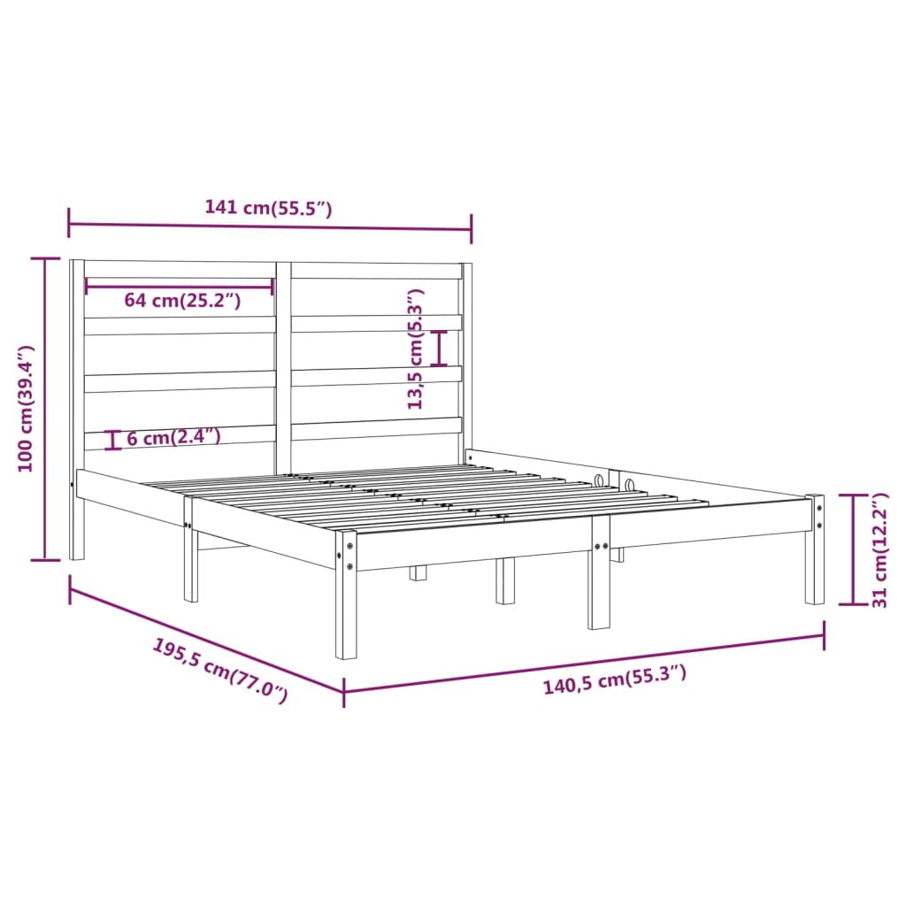 8720287036593_g_en_hd_4 vidaXL Bed Frame without Mattress White 135x190 cm Solid Wood - Image 6