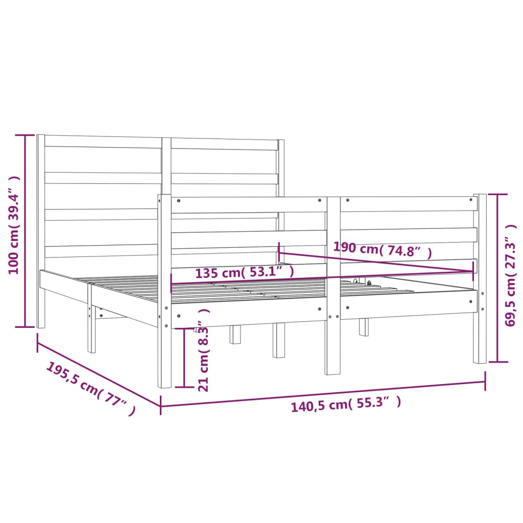 8720287037248_g_en_hd_4 vidaXL Bed Frame without Mattress White Solid Wood Pine 135x190 cm - Image 6