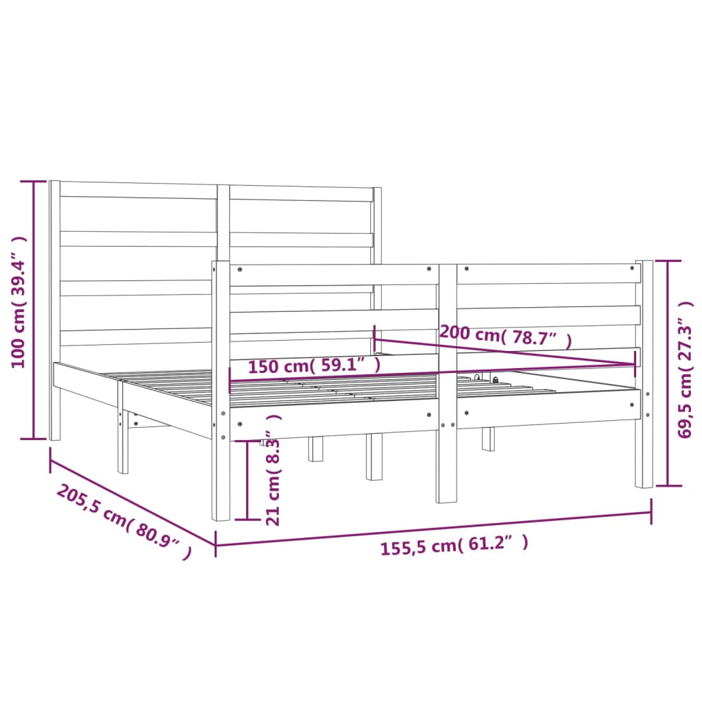 8720287037545_g_en_hd_4 vidaXL Bed Frame without Mattress White Solid Wood Pine 150x200 cm - Image 6