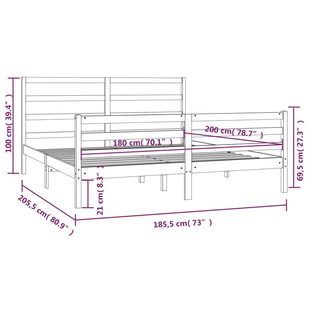 8720287037644_g_en_hd_4 vidaXL Bed Frame without Mattress White Solid Wood Pine 183x203 cm King - Image 6