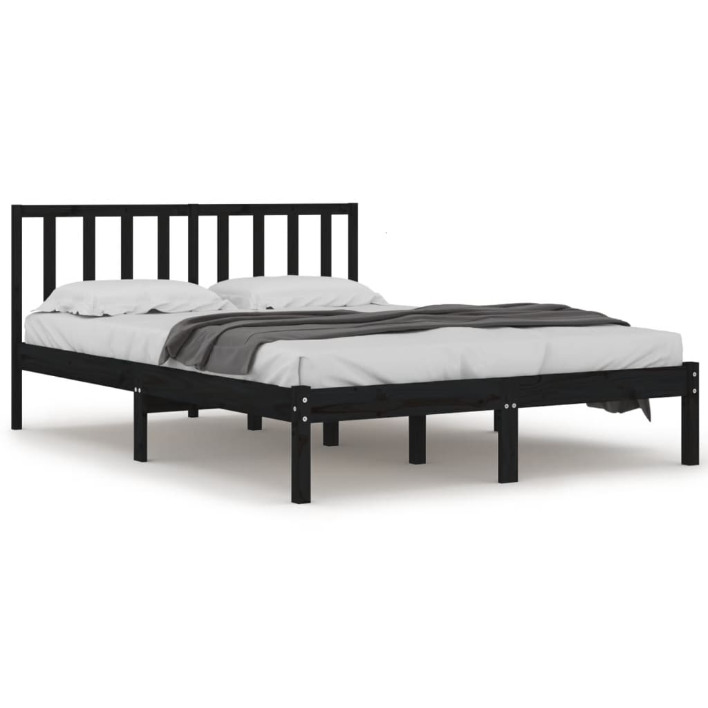 8720287037927_a_en_hd_1 vidaXL Bed Frame without Mattress Black Solid Wood Pine 135x190 cm - Image 2