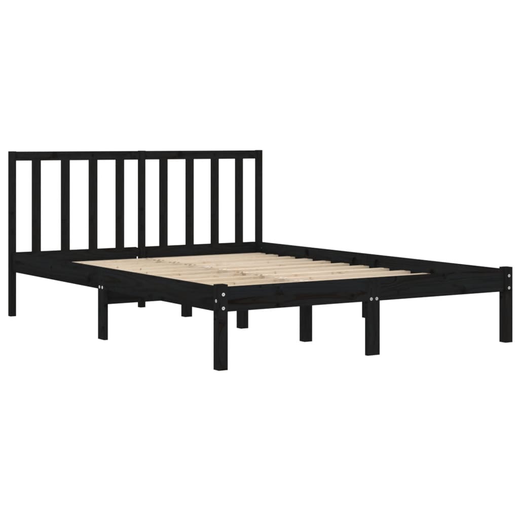 8720287037927_g_en_hd_2 vidaXL Bed Frame without Mattress Black Solid Wood Pine 135x190 cm - Image 4