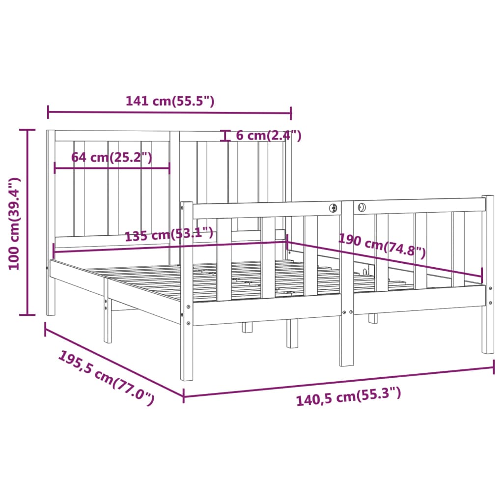 8720287039464_g_en_hd_4 vidaXL Bed Frame without Mattress Black 135x190 cm Solid Wood - Image 6