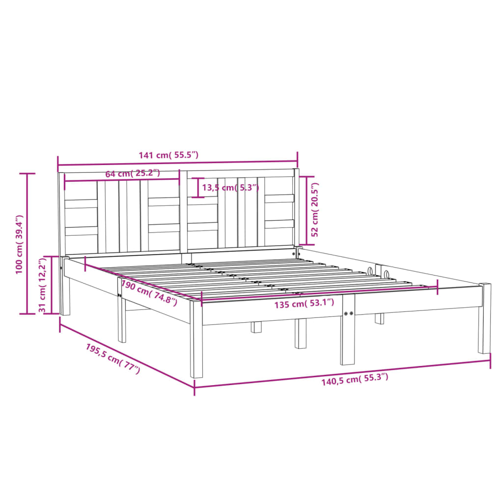 8720287041269_g_en_hd_4 vidaXL Bed Frame without Mattress Black 135x190 cm Solid Wood - Image 6