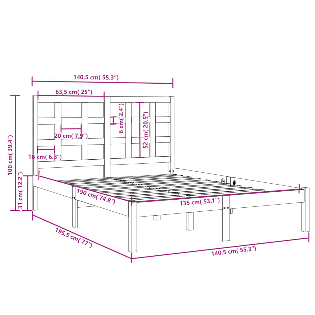 8720287041917_g_en_hd_4 vidaXL Bed Frame without Mattress Black 135x190 cm Solid Wood - Image 6