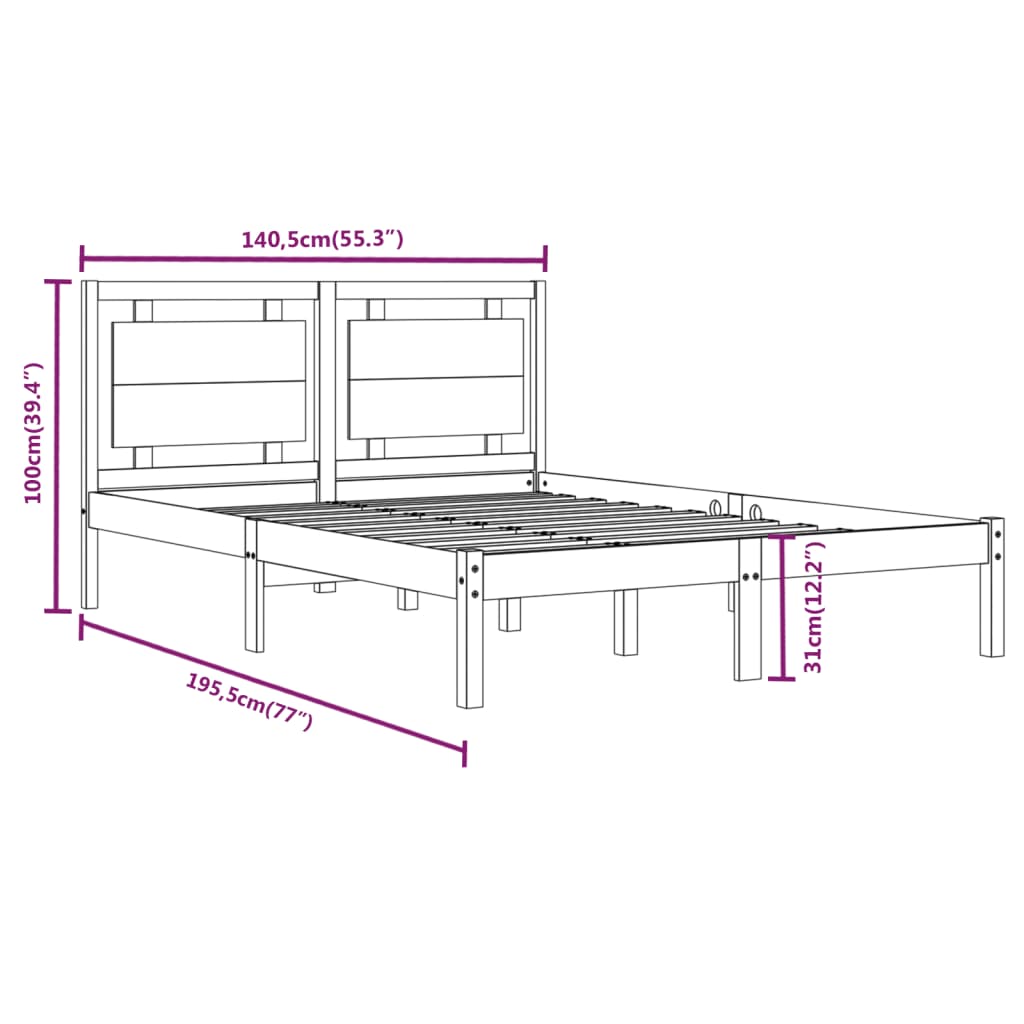 8720287042563_g_en_hd_4 vidaXL Bed Frame without Mattress Black 135x190 cm Solid Wood - Image 6