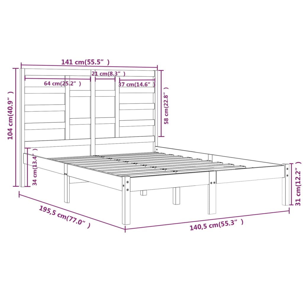 8720287045168_g_en_hd_4 vidaXL Bed Frame without Mattress Black Solid Wood 135x190 cm - Image 6