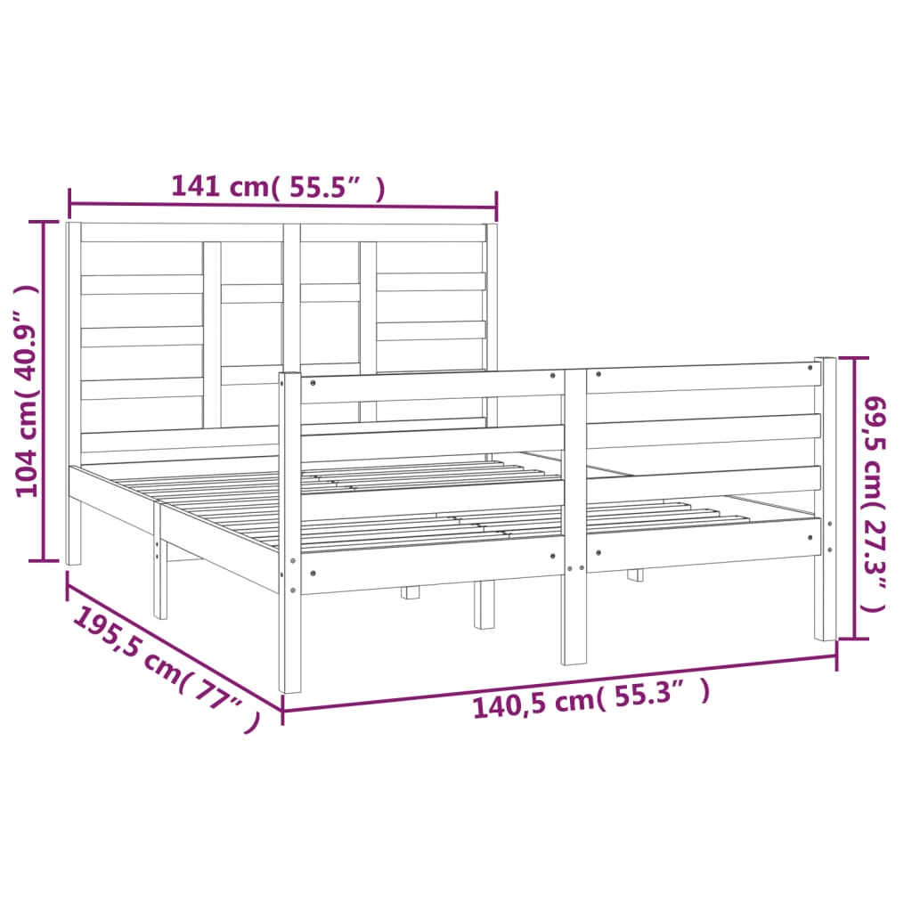 8720287045786_g_en_hd_4 vidaXL Bed Frame without Mattress White Solid Wood 135x190 cm - Image 6