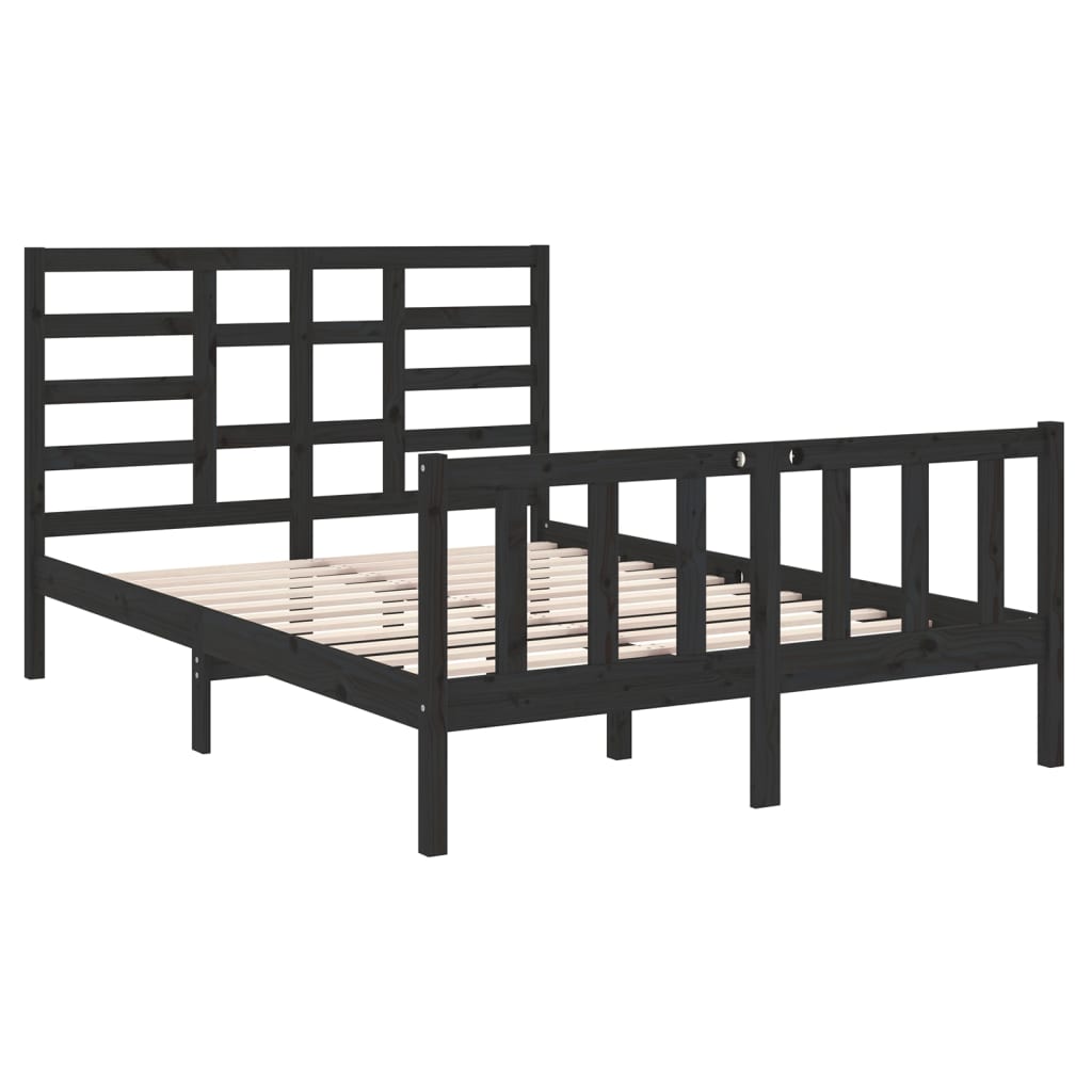 8720287046462_g_en_hd_2 vidaXL Bed Frame without Mattress Black Solid Wood 135x190 cm - Image 4